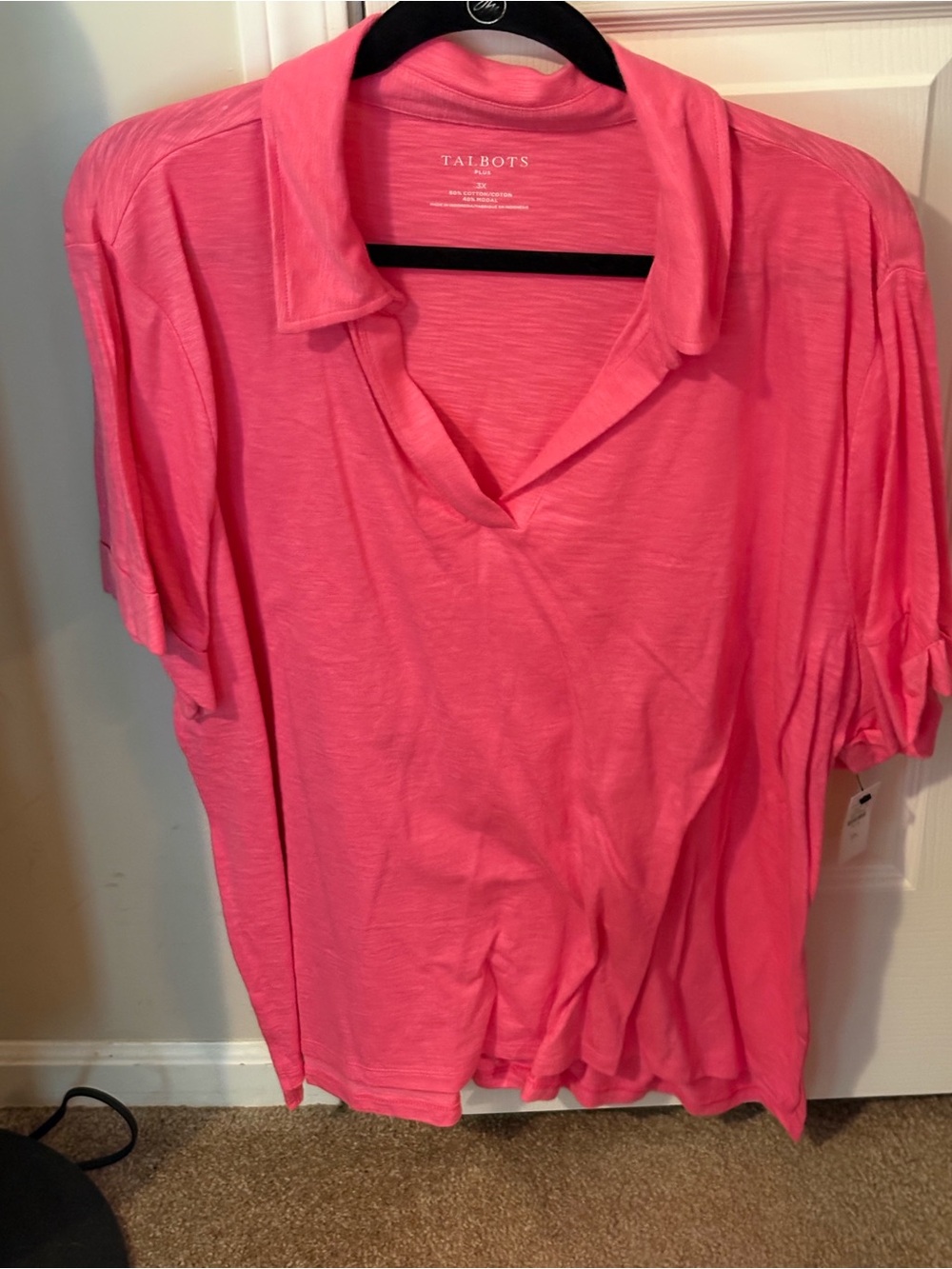 Talbots Coral-Pink V-Neck Polo Top